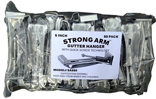 Quick Screw 5" 50 Pack Heavy Duty Hidden Rain Gutter Bracket Hook hangers With Clip Strong Arm Brand