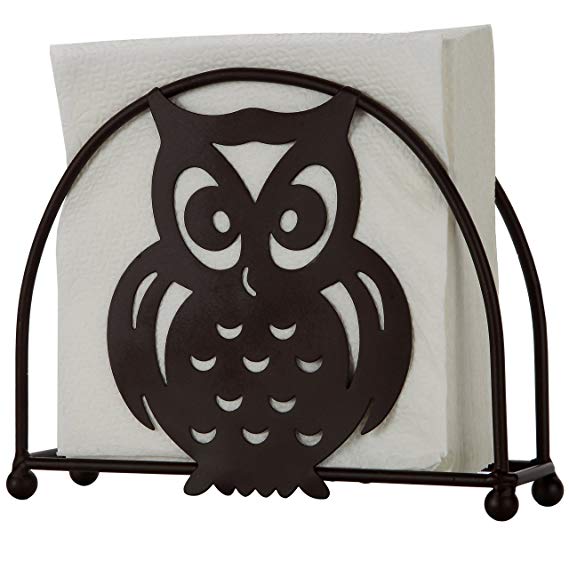 Home-X - Bronze Napkin Holder with Owl Design, A Fun Addition to Any Dinner Table, Kitchen Counter Top, or Picnic Table for Guaranteed Storage and Durability