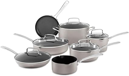 KitchenAid 12-Piece Non-Stick Pour & Strain Aluminum Non Stick Cookware Set Dishwasher Induction Safe