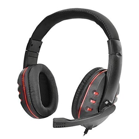 TTSAM Gaming Headset Headphones w/ Microphone / Voice Control for PS4 - Black   Red (3.5mm Plug / 120cm)