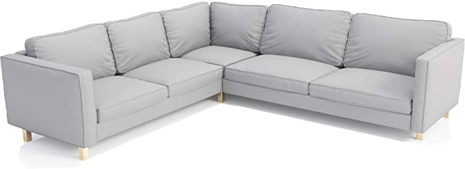 The Heavy Duty Cotton Karlstad Corner Sofa Cover ( 2 3 / 3 2 ) Replacement, Is Custom Made for Ikea Karlstad Sectional Slipcover Replacement. Sofa Cover Only! (Light Gray)