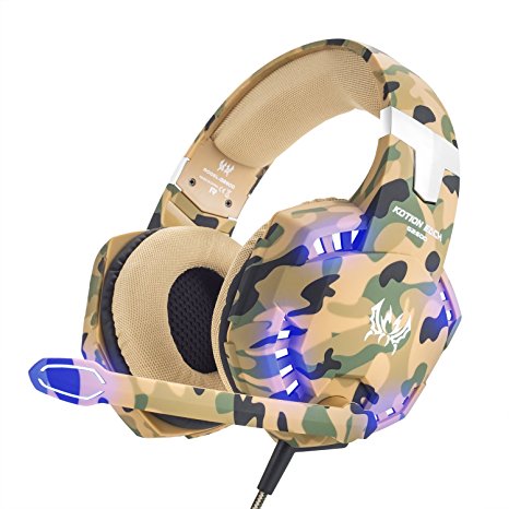 VersionTech Gaming Headset,3.5mm Jack Gaming Headphone Universal Compatibility for PS4 Xbox One Nintendo Switch with Stunning LED Light Noise Cancellation Microphone (Camouflage)