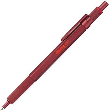 rOtring 600 Ballpoint Pen, Medium Point, Black Ink, Red Barrel, Refillable