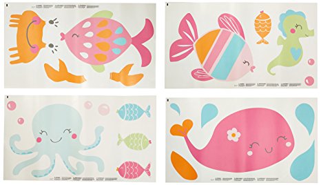 Carter's Sea Collection Wall Decals, Pink/Blue/Turquoise