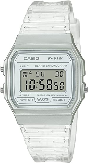 Casio Quartz Watch with Resin Strap, Clear, 20 (Model: F-91WS-7CF)