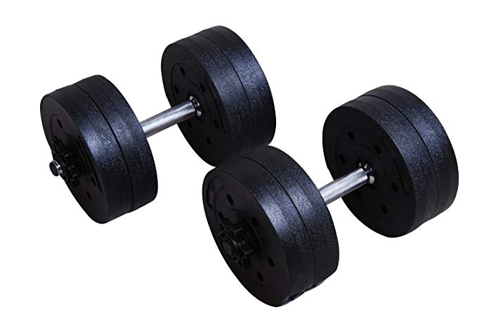 Aosom 20-Kilogram 44-Pound Adjustable Pair Dumbbell Set for Weight Fitness Training Exercise, Black