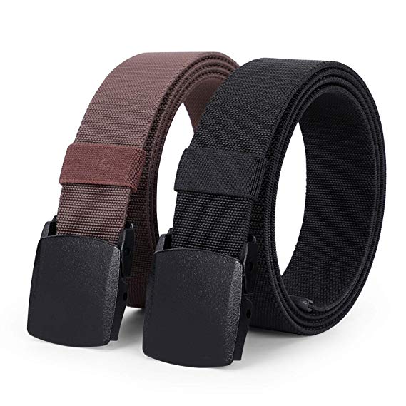 Men's Elastic Stretch Belt, JASGOOD Outdoor Plastic Belt with Removable Buckle Hiking Belt 38mm