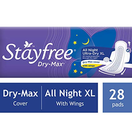 Stayfree Dry Max All Night Ultra Sanitary Napkins with Wings - 28 Pads (Extra Large)