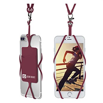 Cell Phone Lanyard Strap, Gear Beast Universal Smartphone Case Cover Holder Lanyard Necklace Wrist Strap With ID Card Slot For iPhone 7 6S 6 Plus Galaxy S7 S6 Edge Note 5 4 3 and Other Mobile Phones