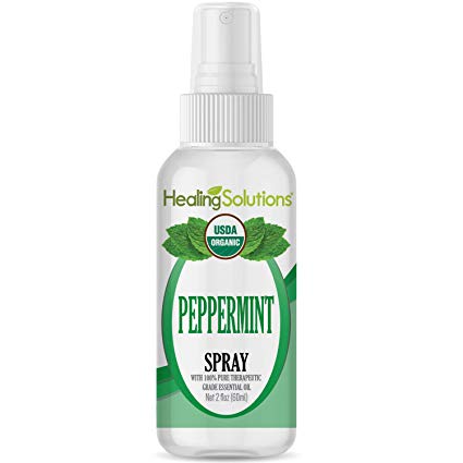 Organic Peppermint Spray - Made from 100% Pure Peppermint Essential Oil - Certified USDA Organic - 2oz Bottle by Healing Solutions