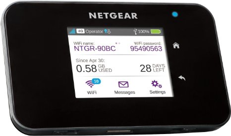 NETGEAR AC810-100EUS Aircard Wi-Fi Mobile Broadband Hotspot with Super Fast 4G LTE Category 11, Portable Car Wi-Fi Unlocked (Built in Charging for Your Smart Device and SMS Messaging)