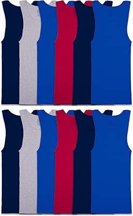 Fruit of the Loom Men's Tag-Free Tank A-Shirt, 12 Pack-Assorted Colors, 3X-Large