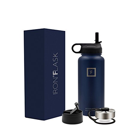 Iron Flask - 32 Oz or 40 Oz, 3 Lids, Vacuum Insulated Stainless Steel Water Bottle, Hot & Cold, Wide Mouth, Nalgene, Double Walled, Simple Flow Thermo Modern Travel Mug, Hydro Canteen Powder Coated