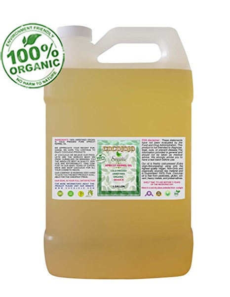 Apricot Kernel Oil - Organic Cold Pressed Pure Natural Skin 1 gallon Moisturizing Anti-Aging Anti-Inflammatory Antioxidant