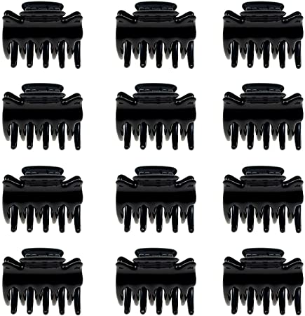 12 Pack Black Color Small Hair Clips Women Hair Claw Clips for Girls Thick Hair Styling Accessories