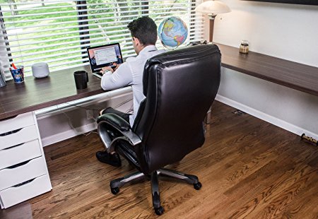 Swivel Office Chair, Black PU Leather