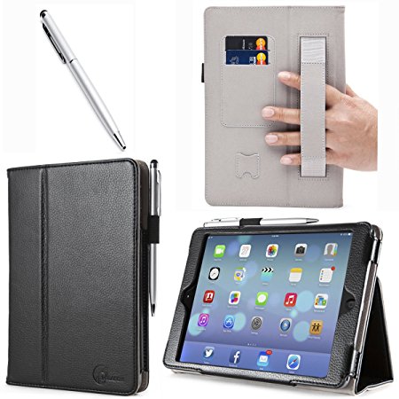 iPad Mini Case, i-Blason Apple iPad Mini 3 Case [2014 Release with Touch ID] Compatible with iPad Mini / iPad Mini with Retina Display Auto Wake / Sleep Smart Cover Leather Case (Black).