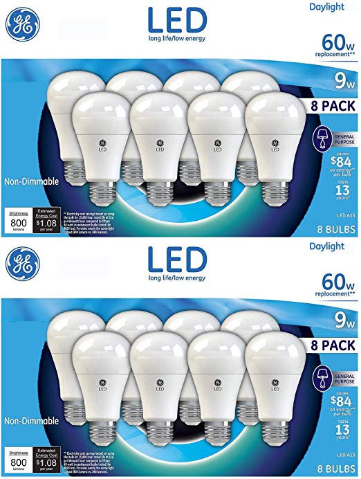 GE 60W Replacement Soft White LED 8 Pack (16 Pack, Daylight)