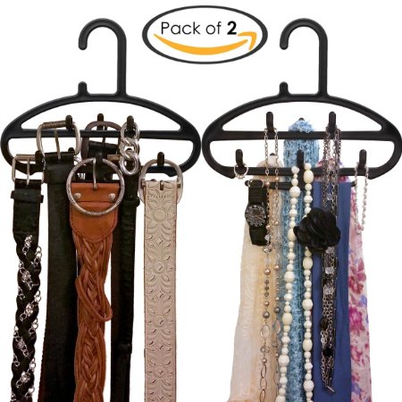 Royal Cloak Belt Scarf and Jewelry Hangers Extends The Life Of Your Accessories Best Multi-Use Space-Saving Plastic Organizer Rack For Closet 2-Pack