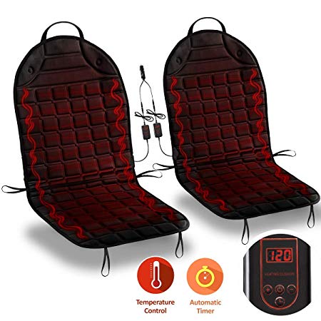 Zone Tech 12 Volt Heated Seat Cushion 2 Pack with 2 separate controllers with 1 integrated plug