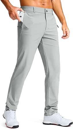 Men's Golf Pants - 30"/32"/34" Slim Fit Stretch Lightweight Dress Pants for Men with Zipper Pockets Casual Work