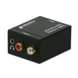 Fosmon Digital to Analog LR Stereo Audio Converter Adapter - Changes Digital Coaxial or Optical Toslink SPDIF into Stereo 35mm Jack or LR RedWhite RCA Audio Outputs - Includes AC Power Cable