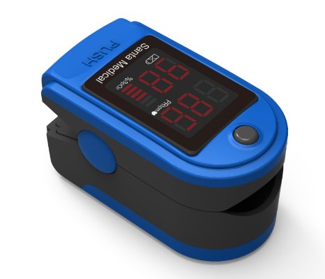 Santamedical Generation 2 Fingertip Pulse Oximeter Oximetry Blood Oxygen Saturation Monitor with carrying case, batteries and lanyard