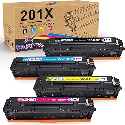 HaloFox Compatible Toner Cartridge Replacement for HP 201X 201A CF400A CF400X CF401X CF402X CF403X for HP Color Laserjet Pro MFP M252dw M252n M277dw M277n M277c6 M274n Printer (4-Pack)