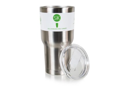 **NEW** Premium Double Wall Vacuum Insulated 18/8 Stainless Steel TUMBLER with UPGRADED SLIDE LOCK LID by Simple Kitchen Products. 30 oz Mug Will Lock-In Temperatures on Cold and Hot Liquids