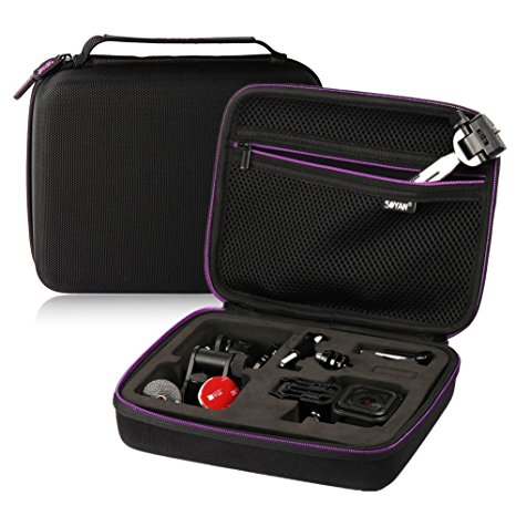 Soyan Medium Case for GoPro Hero 5/4/3 /3/2/1 and Accessories (Black and Purple)