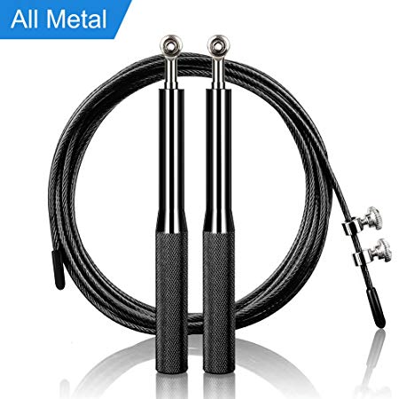 Skipping Ropes, Arteesol Speed Jump Rope with Anti-Slip Premium Aluminum Handle and Tangle-Free Adjustable Rope, Rapid Ball Bearings for Fitness Workouts Fat Burning Exercises, Crossfit and Boxing