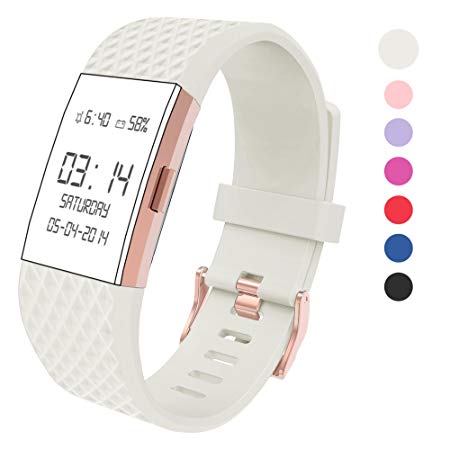 for Fitbit Charge 2 Bands Accessories, Wearlizer Silicone Replacement Strap for Fitbit Charge 2 Special Edition Lavender Rose Gold