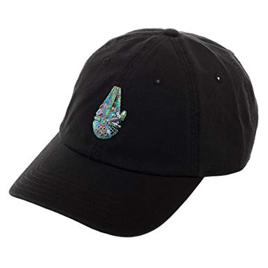 Disney Star Wars Millennium Falcon Dad Cap, Black Hat with Embroidered Spacecraft of Han Solo, Movie Spaceship Design