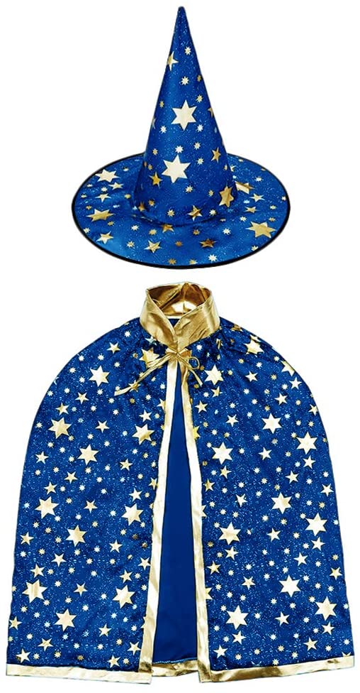 AISHN Wizard Cape with Hat Kids, Halloween Kids Costumes, Witch Cape for 3-12 years Children