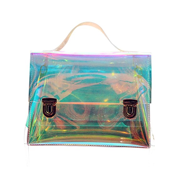 Remeehi Women's Hologram Transparent Retro Messenger Bag Shoulder Bag