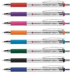Foray(R) Advanced Ink Retractable Ballpoint Pens, Needle Point, 0.7 Mm, Assorted Barrels, Assorted Ink, Pack Of 8
