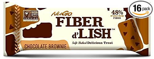 NuGo Fiber D'lish, Chocolate Brownie, 1.6 Ounce Bar,(Pack of 16)