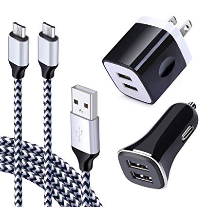 Dual USB Car Charger, Charging Box Block and 6Ft Android Phone Cable Cord NINIBER Wall Charger Micro USB Charging Cable Phone Car Charging Car Adapter Plug Compatible for Samsung Galaxy J7 S7 S6 Edge