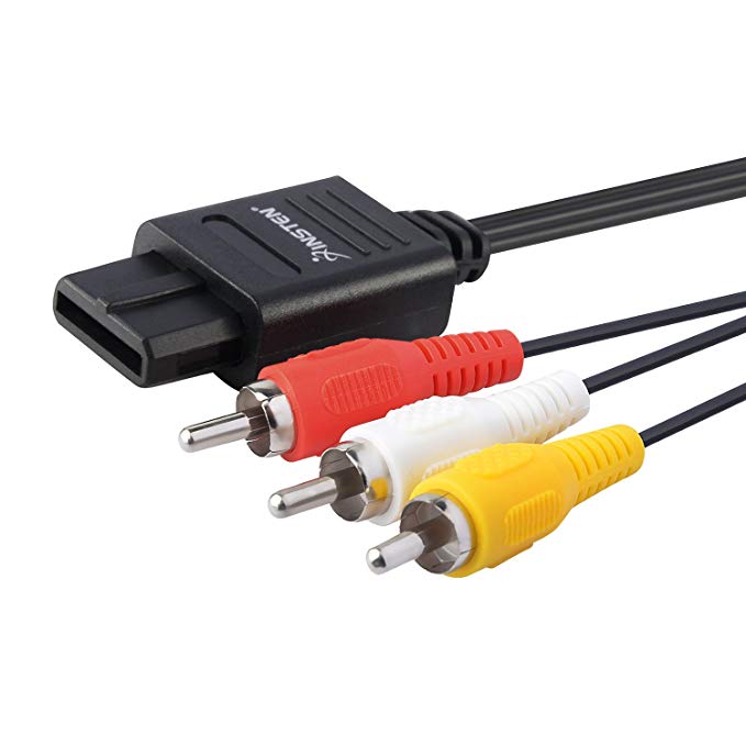 Insten AV Composite Cable compatible with Nintendo 64/GameCube/Super Nintendo SNES, Black