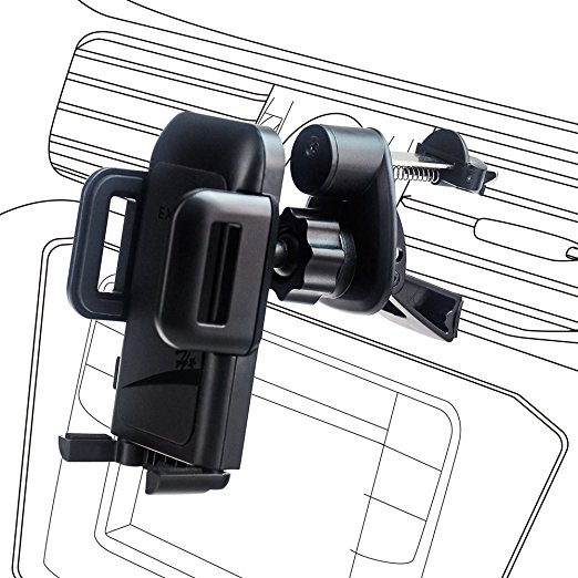 EXSHOW Car Phone Holder,Universal Air Vent Mount with One Touch Release Cradle for iPhone 7 Plus/7/6s/6/5s/5/4s,Samsung,HTC,BlackBerry,LG and others 3.5-6 inches Phones