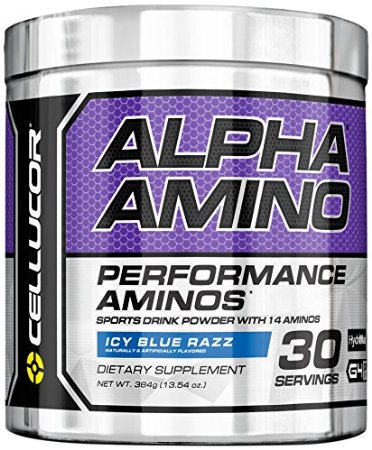 Cellucor Alpha Amino Acid Supplement with BCAA, Icy Blue Razz, 13.54 Ounce (30 Servings)