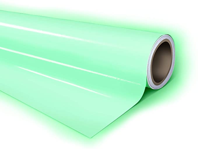 Glossy High-Energy Glow Adhesive Craft Vinyl Sheet 12" x 30" for Silhouette, Cricut and Cameo (Green Glow)