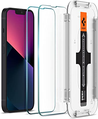 Spigen Tempered Glass Screen Protector [Glas.tR EZ FIT] Designed for iPhone 13 (2021) / iPhone 13 Pro (2021) - Sensor Protection / 2 Pack