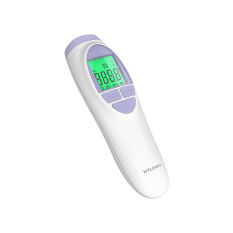 Hylogy Digital Forehead Thermometer, Instant Read Thermometer with Non-contact Infrared Technology and Color Alarm Function for Baby, Adult