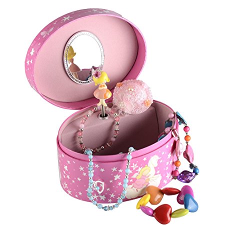 Musical Jewelry box, Music jewel Storage Box in Oval shape, Unicorn design, Beautiful Dreamer Tune (6"x 4.75"x 3.3")