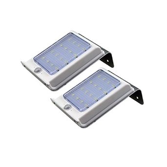 Powseed 2 Pack IP65 PIRSolar Panel Outdoor 16 LED Motion Sensor Lights Solar Powered Wireless Waterproof Wall Security Lighting for Patio Deck Garden Path Stairs Yard No Dim Light Mode