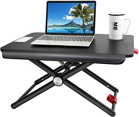 HUANUO Standing Desk Converter | Height Adjustable Sit Stand Desk with Cup Pad, 5 Height Adjustments