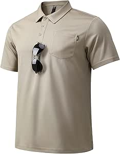 MIER Men's Polo Shirts Polyester Casual Collared Shirts Short Sleeve with Front Pocket, Moisture-Wicking, Sun Protection