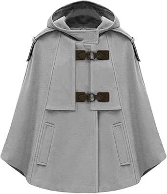 CHARTOU Women's Cute Batwing-Sleeve Hooded Wool Baggy Poncho Cape Cardigans Outwear