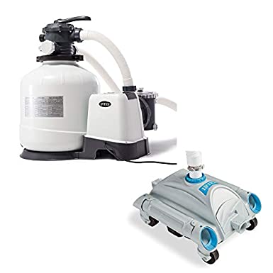 Intex 26651EG 3000 GPH Above Ground Pool GFCI Sand Filter Pump and 28001E Automatic Pool Vacuum